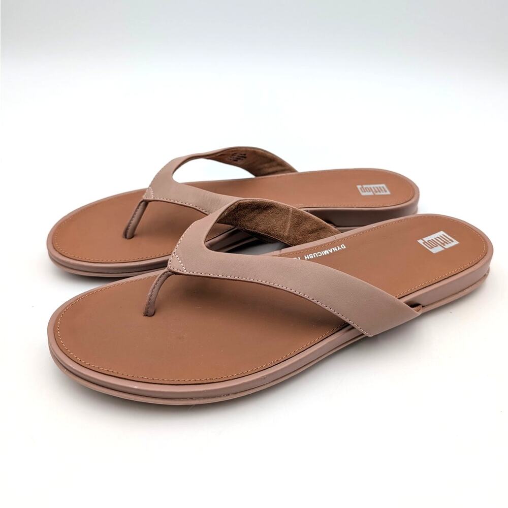 FitFlop Gracie Leather Flip Flop Thong Sandals Women's Beige Size US11 EU43